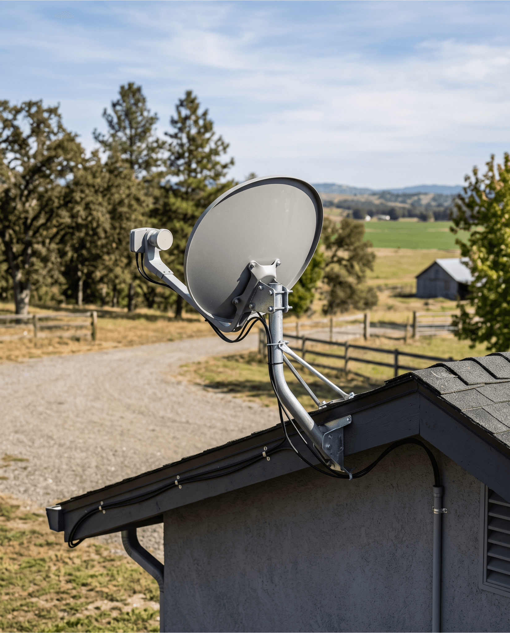 Large satellite dish array against a clear sky